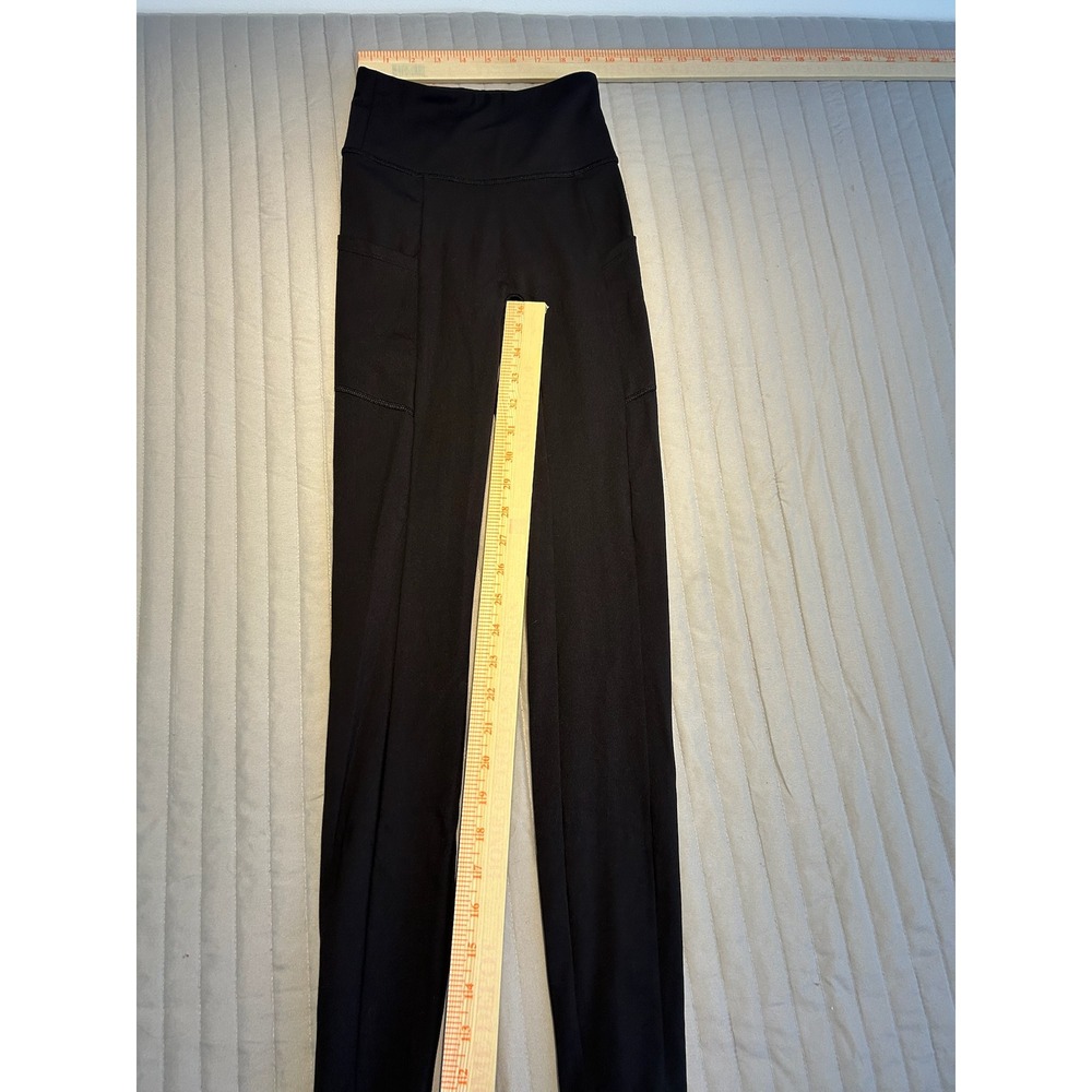 Black Leggings High Waist Side Pockets Athleisure Activewear Womens XXS - Picture 6 of 7